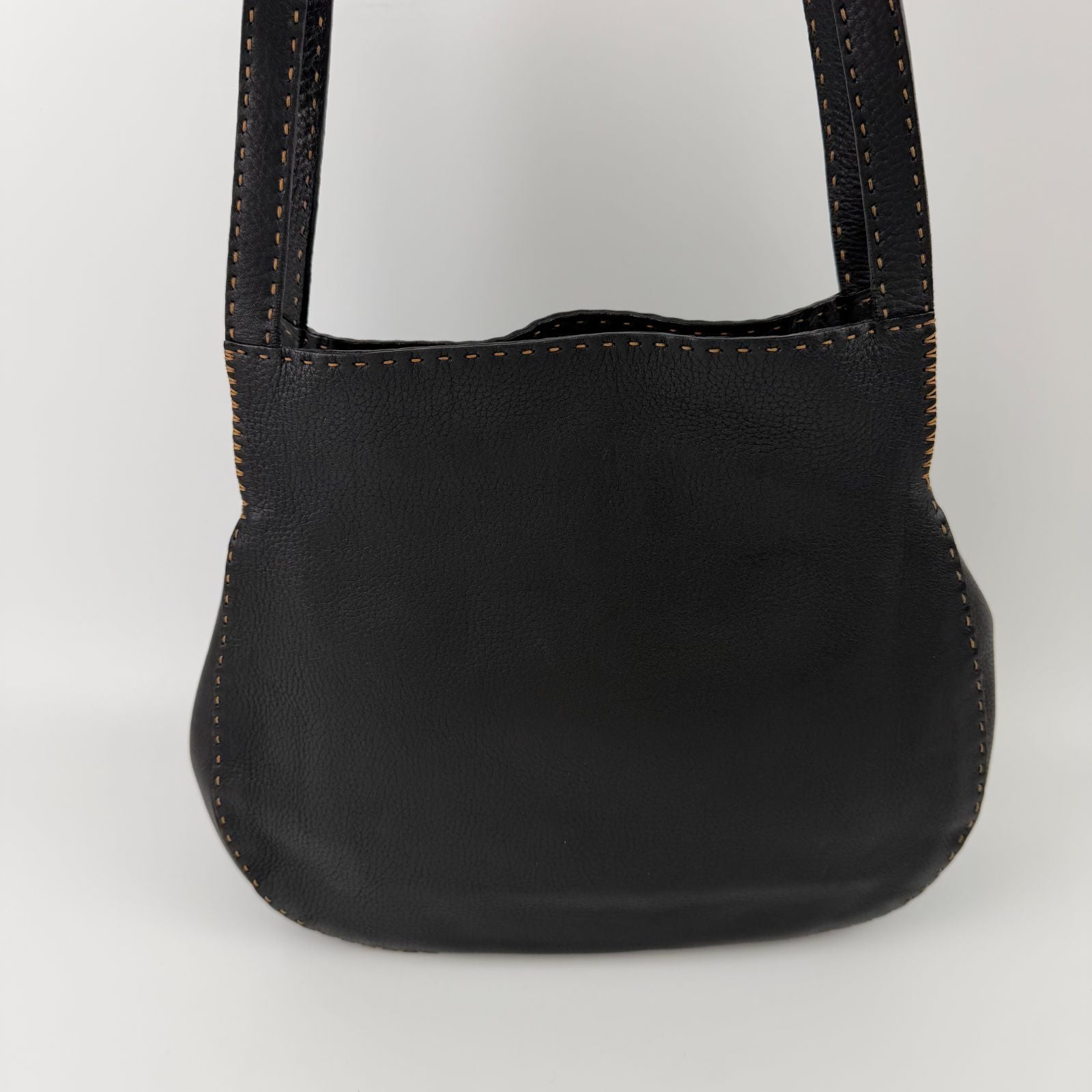 Fendi Shoulder Bag Tote Leather Black Silver Gold Vintage — view 4
