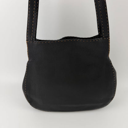 Fendi Shoulder Bag Tote Leather Black Silver Gold Vintage — view 4