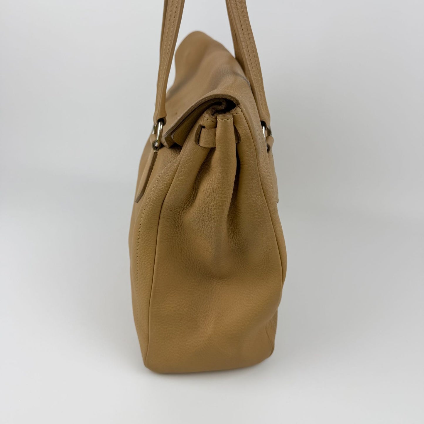 Prada Shoulder Bag Tote Leather Beige Silver Vintage — view 5