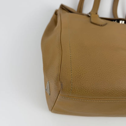 Prada Shoulder Bag Tote Leather Beige Silver Vintage — view 8