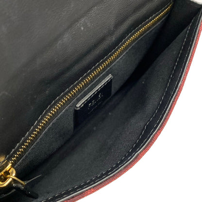 Fendi Shoulder Bag Baguette Slim Zucca Pattern Red Bordeaux Black Leather — view 7