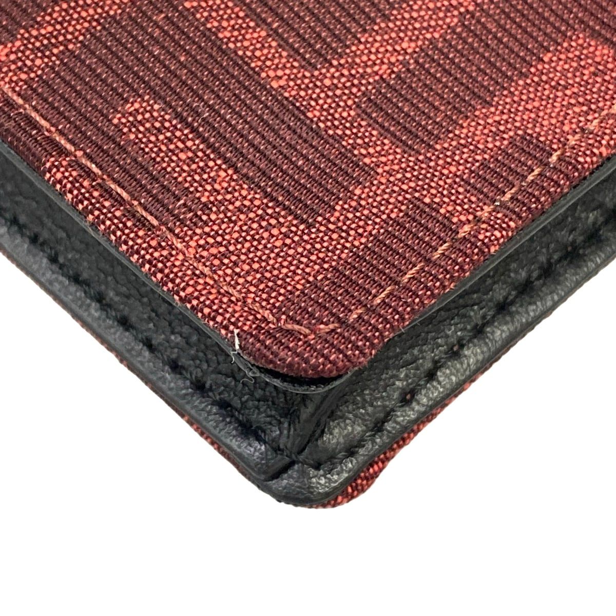 Fendi Shoulder Bag Baguette Slim Zucca Pattern Red Bordeaux Black Leather — view 6