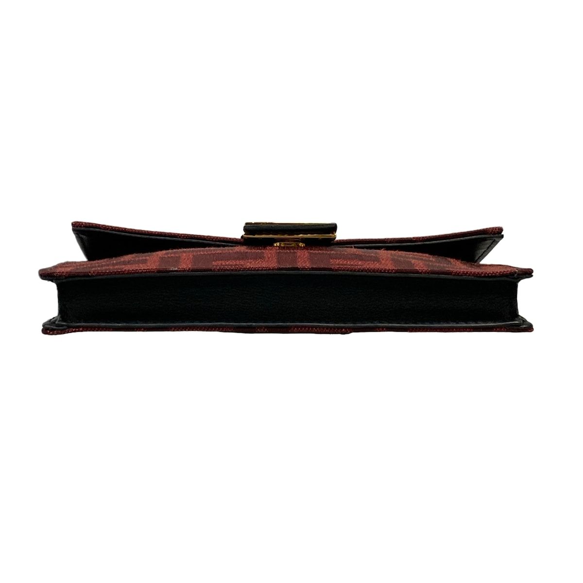 Fendi Shoulder Bag Baguette Slim Zucca Pattern Red Bordeaux Black Leather — view 5