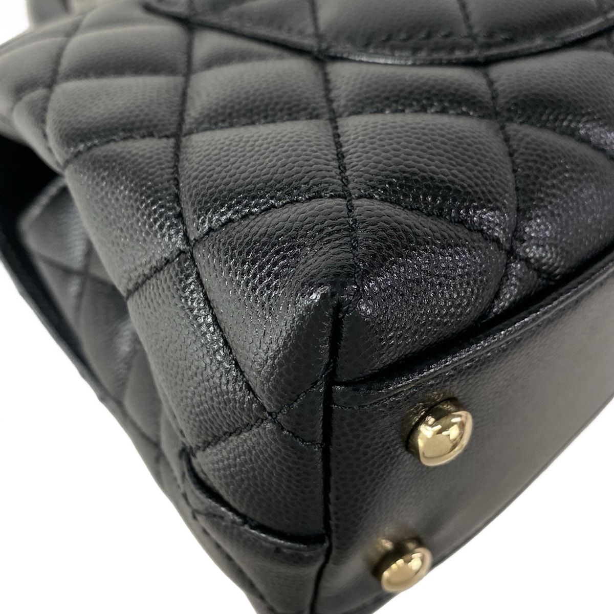 Chanel Handbag Small Top Handle Flap Bag Quilted Coco XS Black — view 8