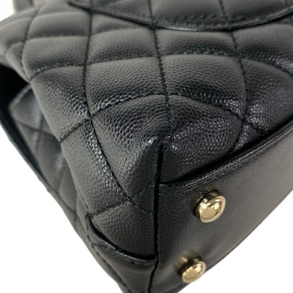 Chanel Handbag Small Top Handle Flap Bag Quilted Coco XS Black — view 8