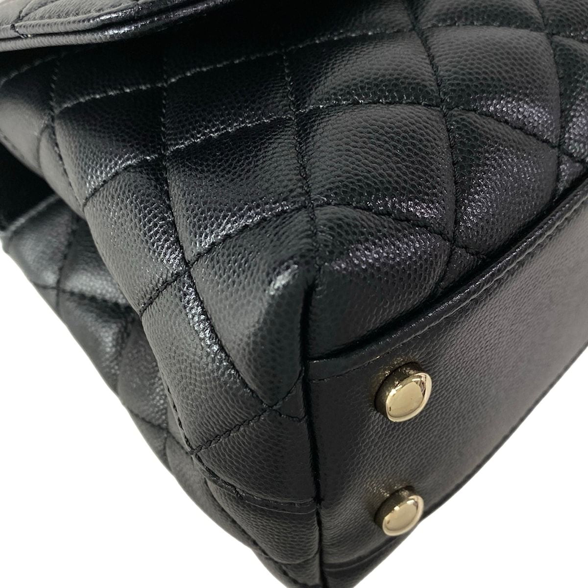 Chanel Handbag Small Top Handle Flap Bag Quilted Coco XS Black — view 6