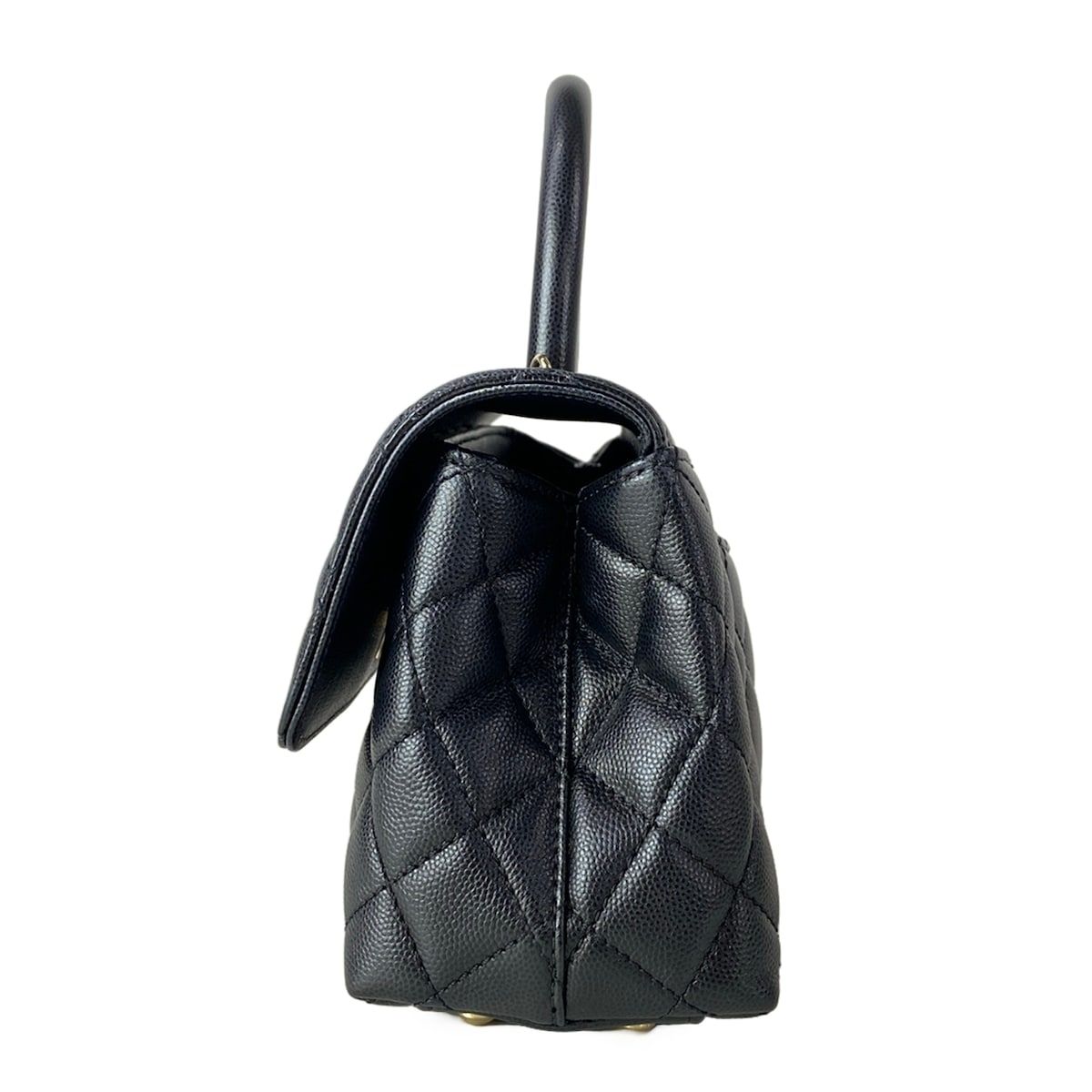 Chanel Handbag Small Top Handle Flap Bag Quilted Coco XS Black — view 4