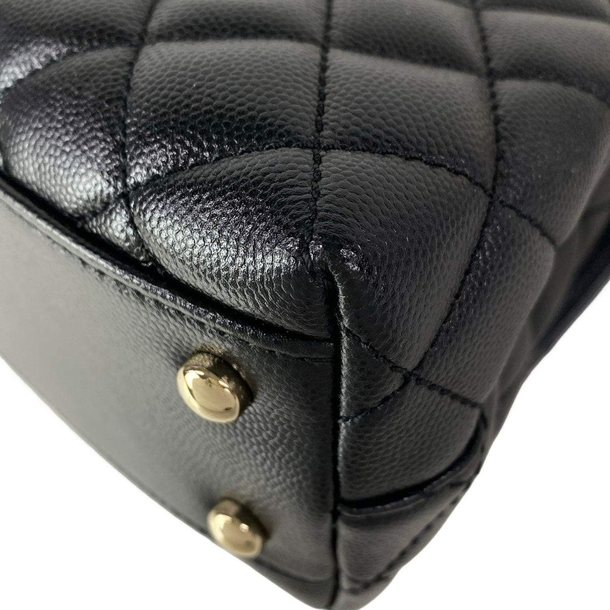 Chanel Handbag Small Top Handle Flap Bag Quilted Coco XS Black — view 9