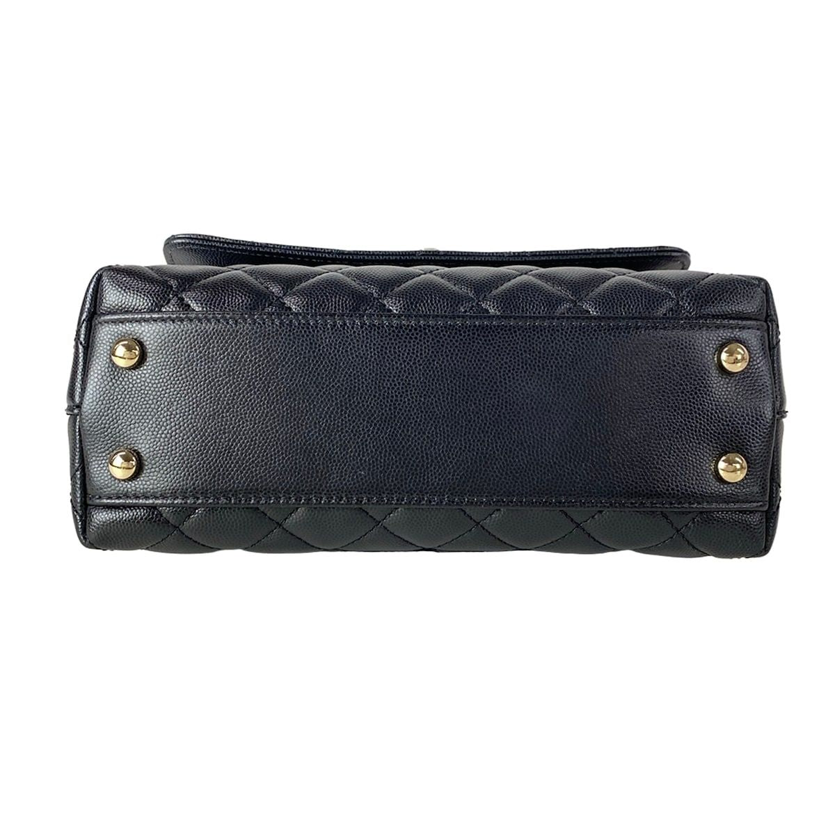 Chanel Handbag Small Top Handle Flap Bag Quilted Coco XS Black — view 5
