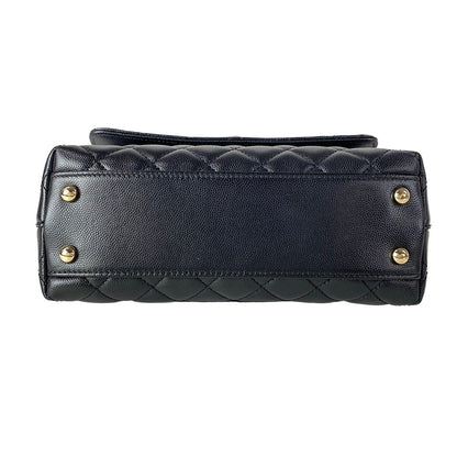 Chanel Handbag Small Top Handle Flap Bag Quilted Coco XS Black — view 5