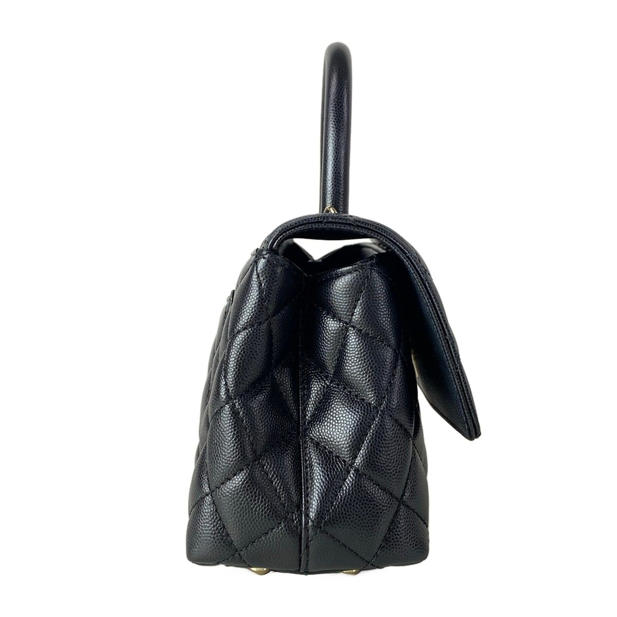 Chanel Handbag Small Top Handle Flap Bag Quilted Coco XS Black — view 2
