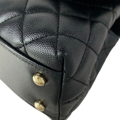 Chanel Handbag Small Top Handle Flap Bag Quilted Coco XS Black — view 7