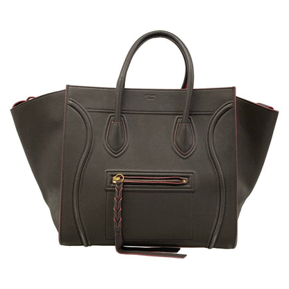 Celine Tote Luggage Small Square Phantom Dark Gray Pink Leather