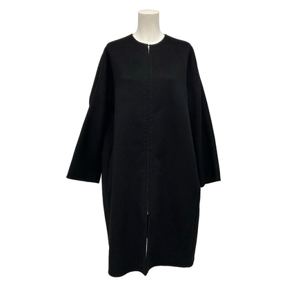 Hermes Coat 34 S Black Long Sleeve Zip Up Autumn Winter Cashmere