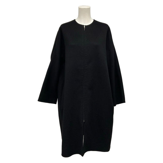 Hermes Coat 34 S Black Long Sleeve Zip Up Autumn Winter Cashmere