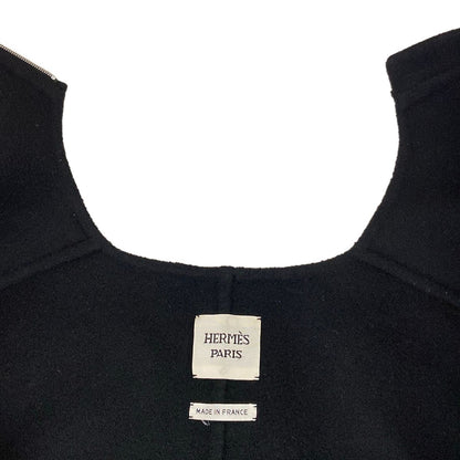 Hermes Coat 34 S Black Long Sleeve Zip Up Autumn Winter Cashmere — view 8