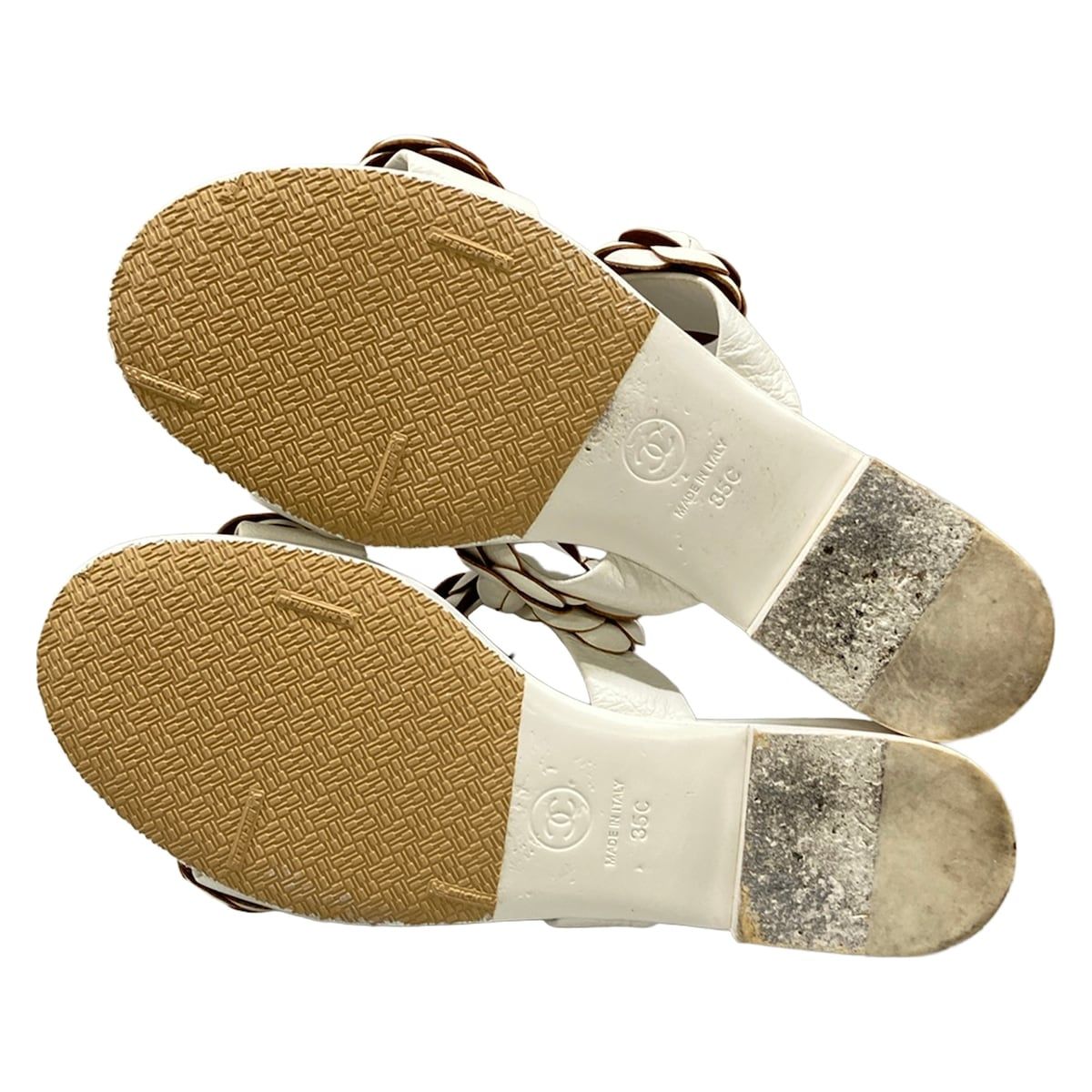 Chanel Mules 35 C White Camellia Leather — view 4
