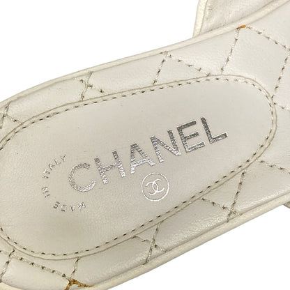 Chanel Mules 35 C White Camellia Leather — view 5