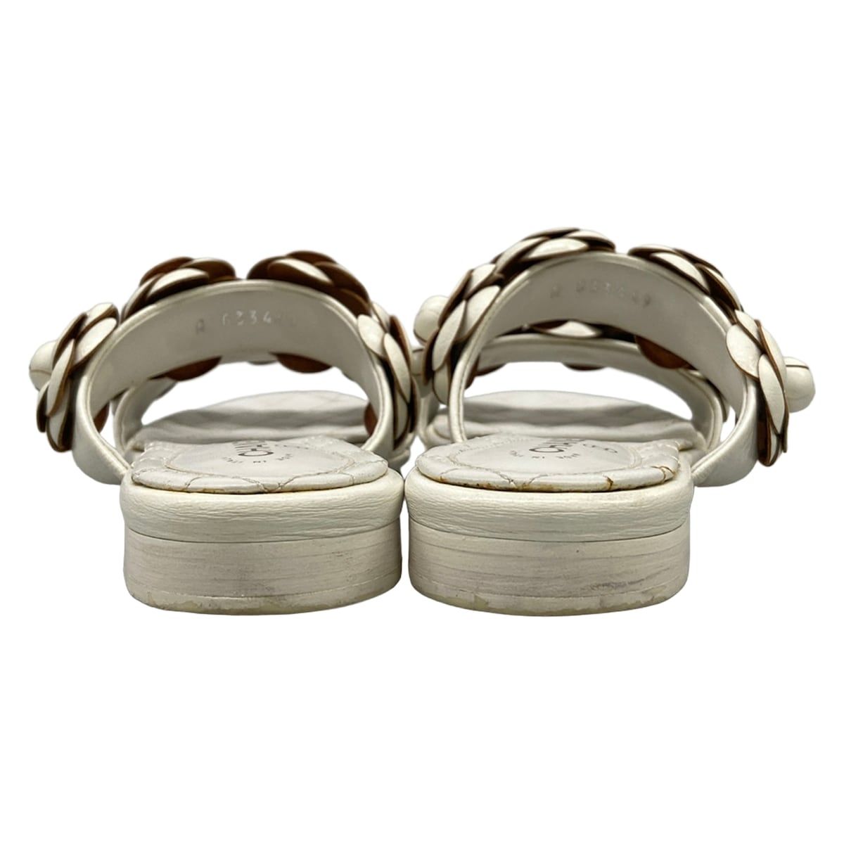 Chanel Mules 35 C White Camellia Leather — view 3
