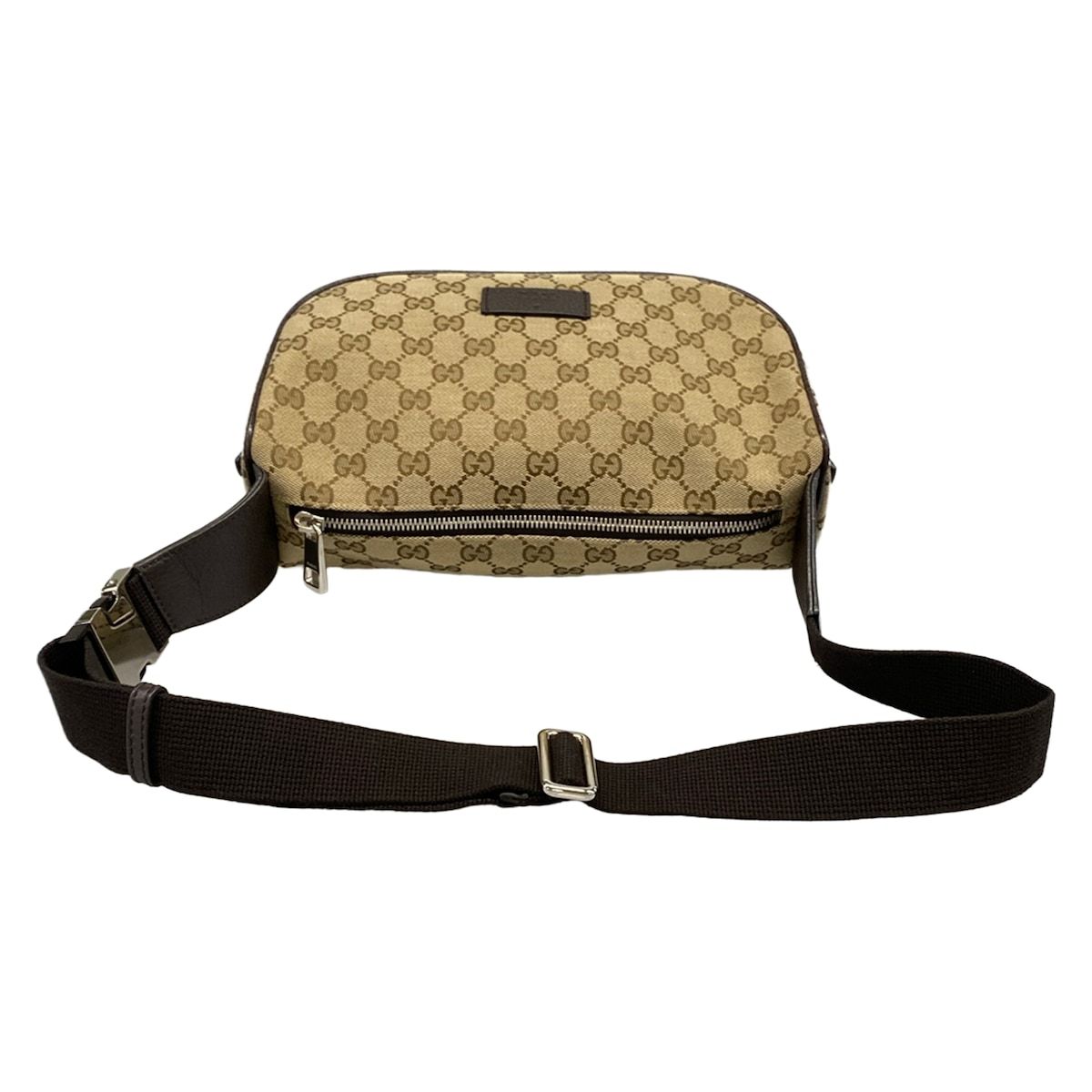 Gucci Waist Pouch GG Pattern Dark Brown Beige Leather — view 3