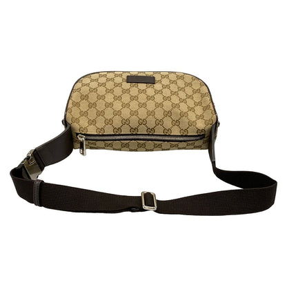 Gucci Waist Pouch GG Pattern Dark Brown Beige Leather — view 3