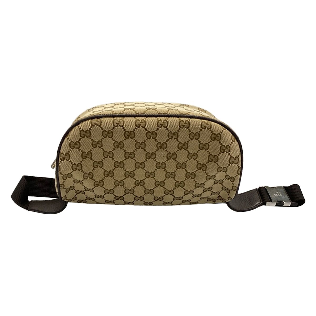 Gucci Waist Pouch GG Pattern Dark Brown Beige Leather — view 5