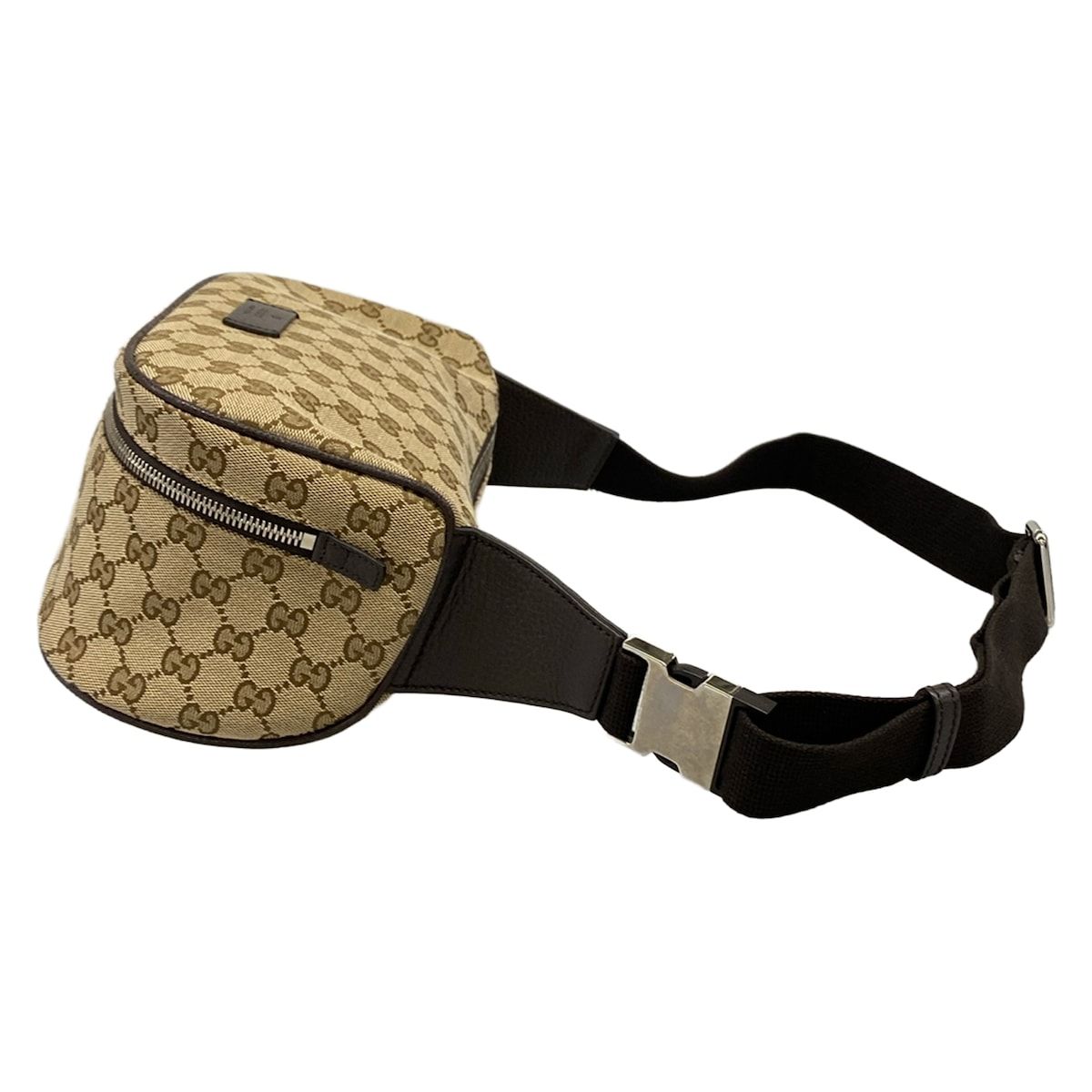 Gucci Waist Pouch GG Pattern Dark Brown Beige Leather — view 4