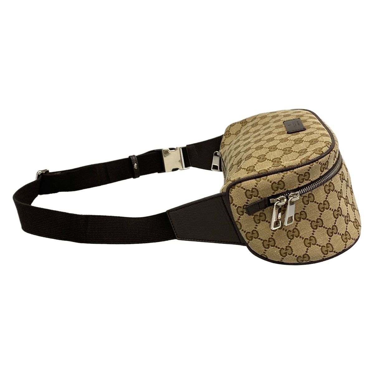 Gucci Waist Pouch GG Pattern Dark Brown Beige Leather — view 2