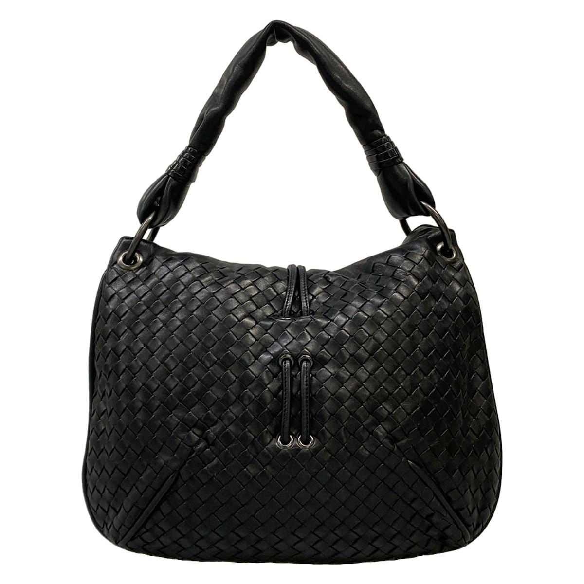 Bottega Veneta Shoulder Bag Intrecciato Black Leather — view 3