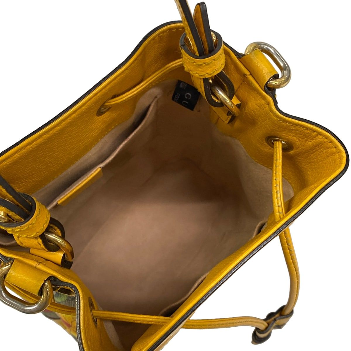 Gucci Handbag GG Supreme Ophidia Flora Small Bucket Yellow Dark Brown Multi — view 7