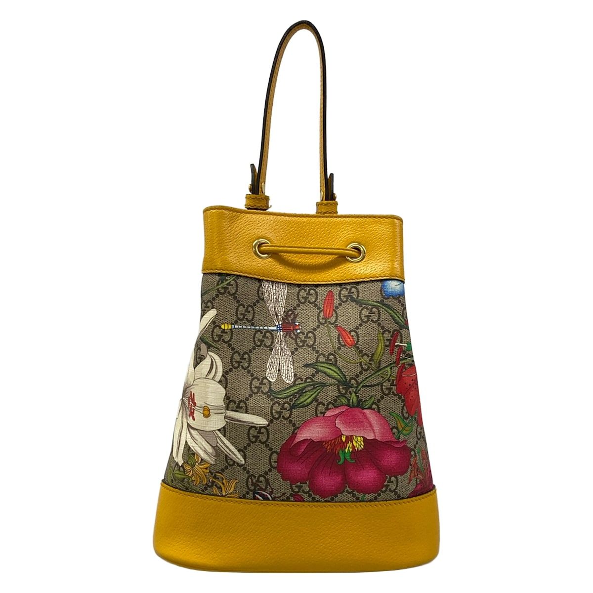 Gucci Handbag GG Supreme Ophidia Flora Small Bucket Yellow Dark Brown Multi — view 3