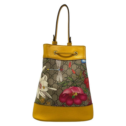 Gucci Handbag GG Supreme Ophidia Flora Small Bucket Yellow Dark Brown Multi — view 3