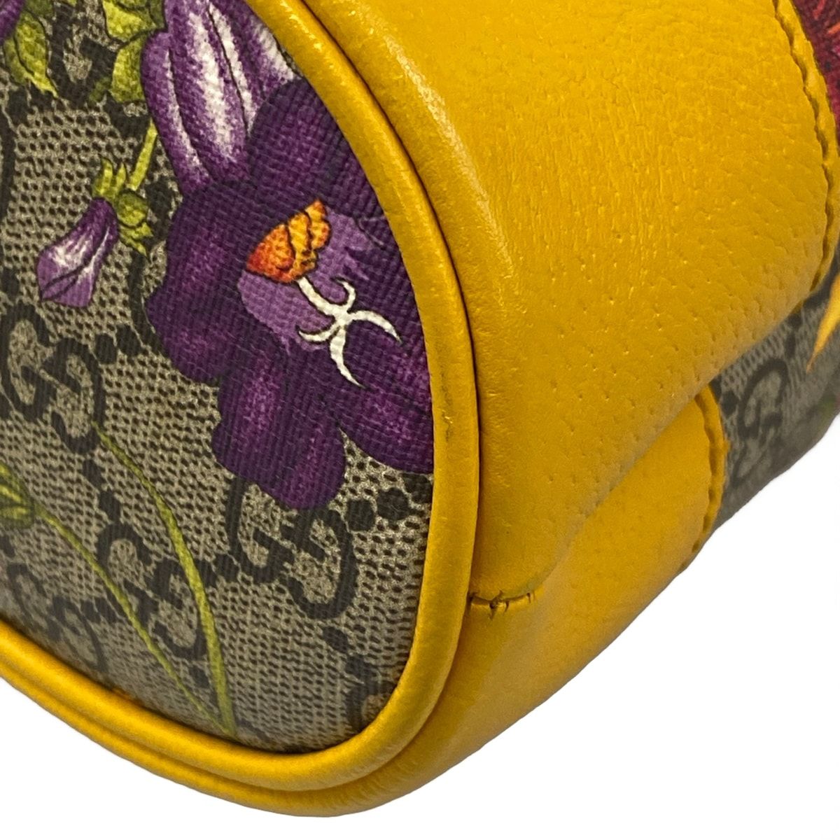 Gucci Handbag GG Supreme Ophidia Flora Small Bucket Yellow Dark Brown Multi — view 6