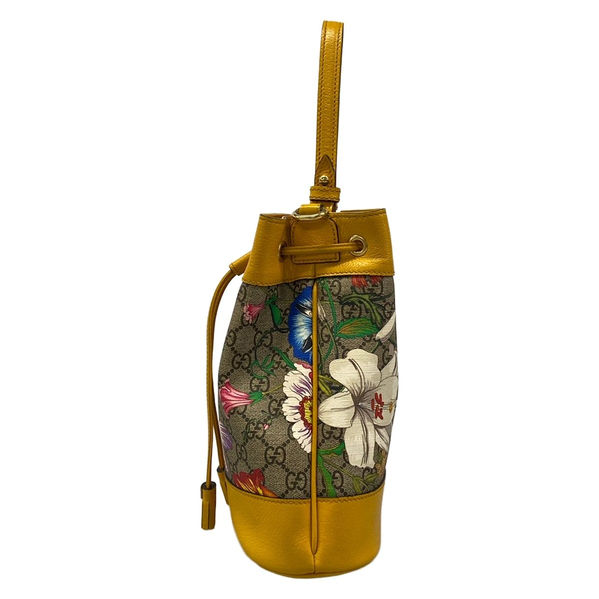 Gucci Handbag GG Supreme Ophidia Flora Small Bucket Yellow Dark Brown Multi — view 4