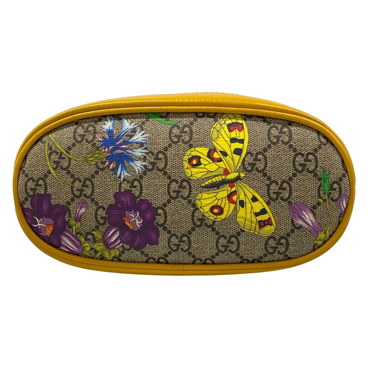 Gucci Handbag GG Supreme Ophidia Flora Small Bucket Yellow Dark Brown Multi — view 5