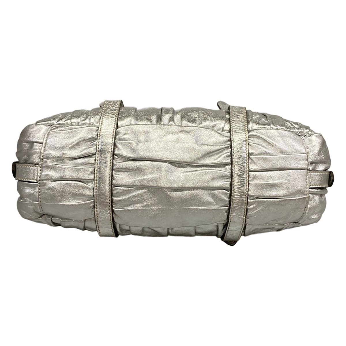 Prada Handbag Gather Bag Silver Leather — view 5