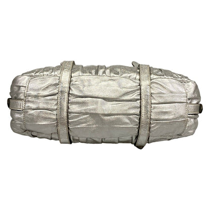 Prada Handbag Gather Bag Silver Leather — view 5