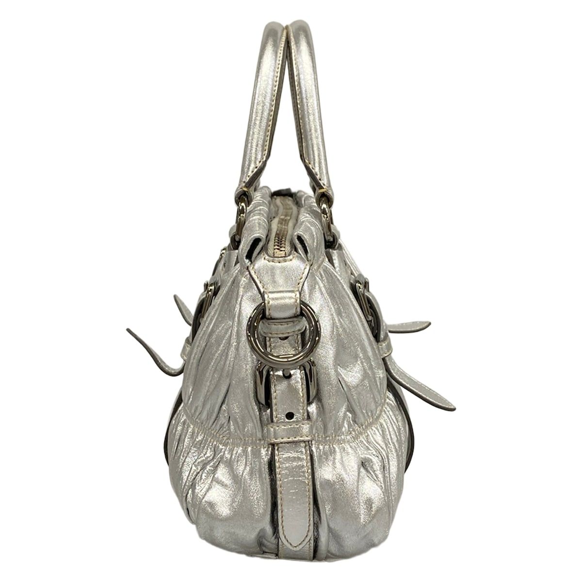 Prada Handbag Gather Bag Silver Leather — view 4