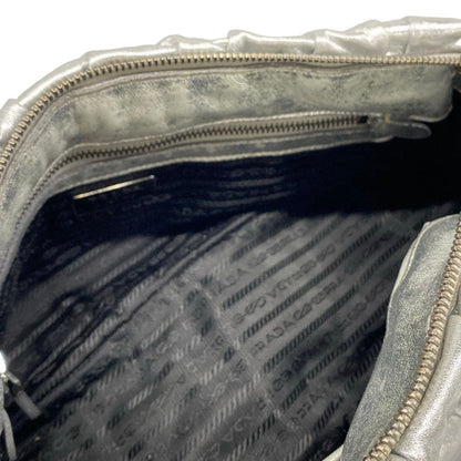 Prada Handbag Gather Bag Silver Leather — view 7