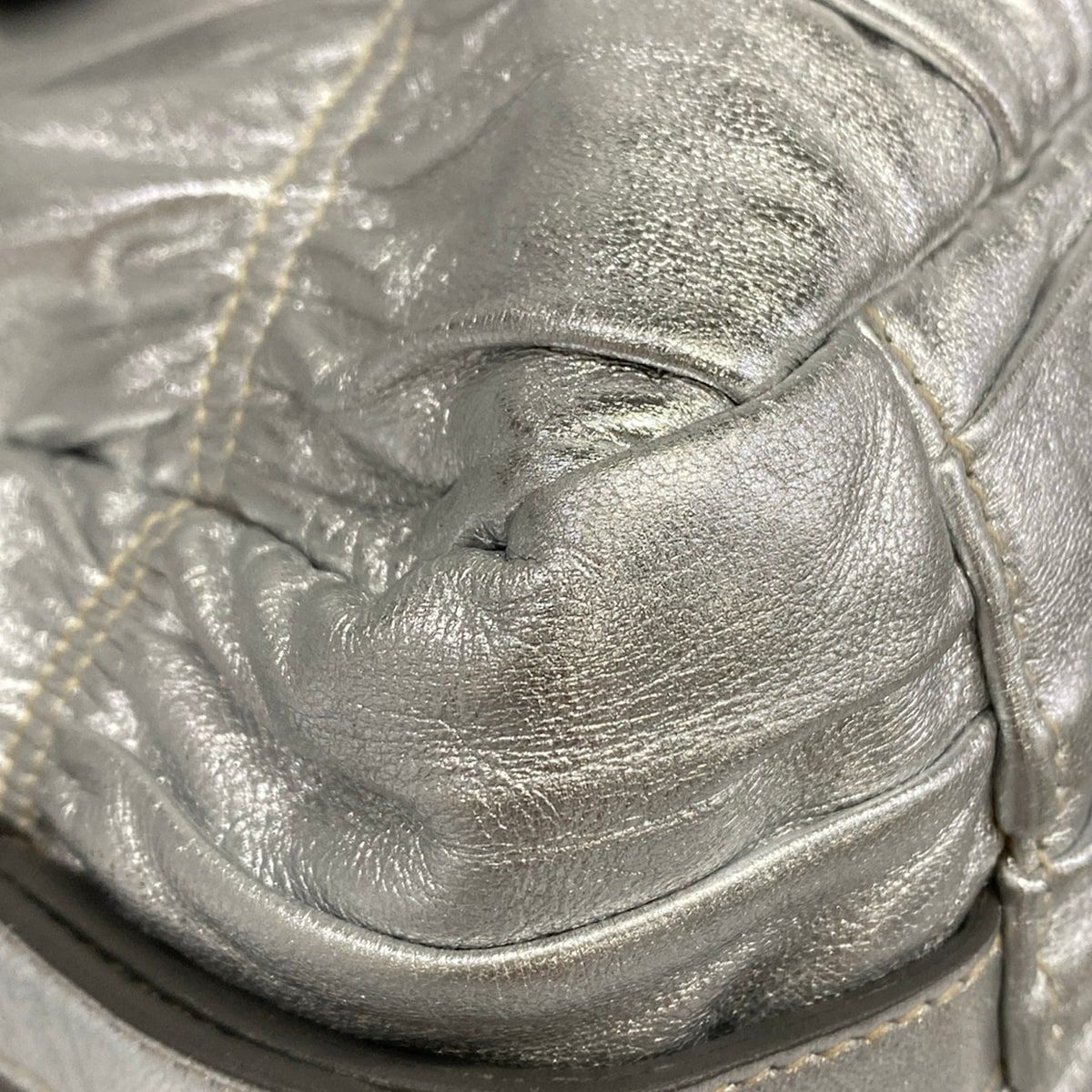 Prada Handbag Gather Bag Silver Leather — view 6