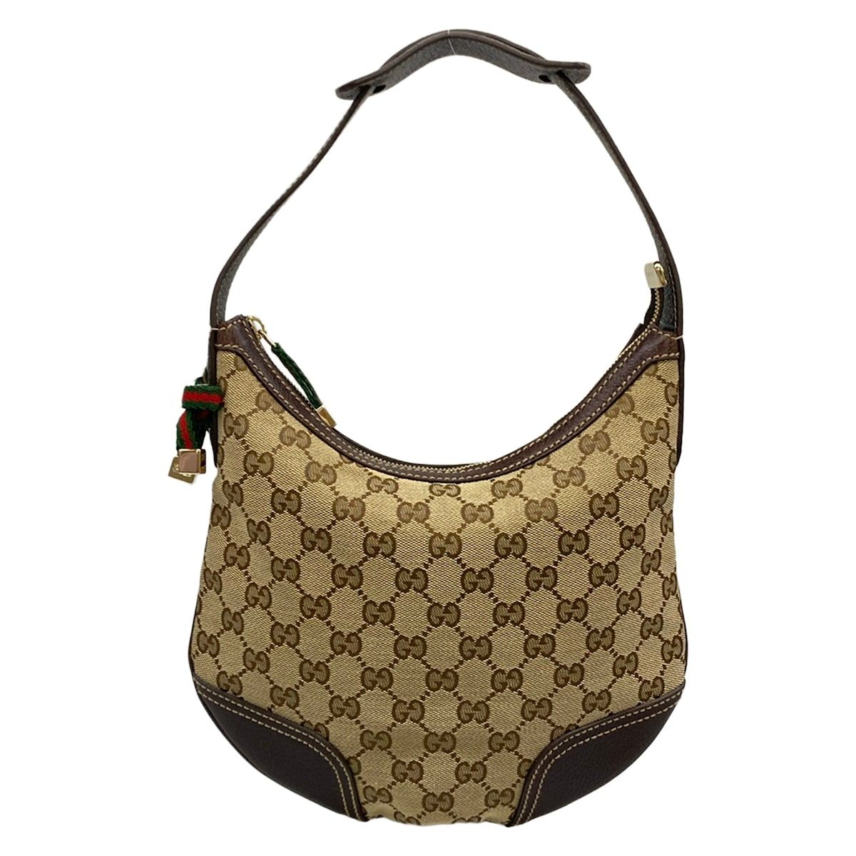 Gucci Shoulder Bag GG Pattern Prince Dark Brown Beige Multi Leather