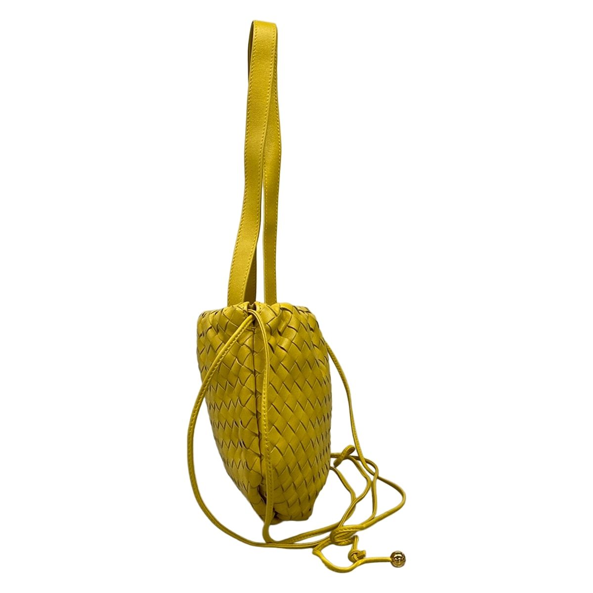 Bottega Veneta Shoulder Bag Small the Valve Intrecciato Yellow Drawstring — view 2