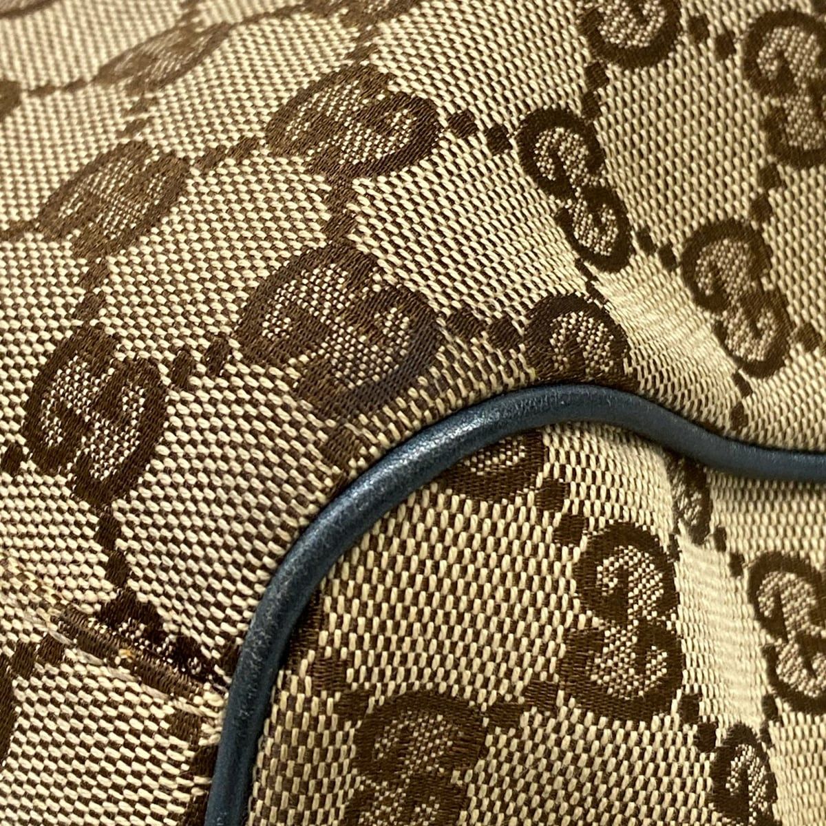 Gucci Handbag GG Pattern Dark Brown Beige Blue Leather — view 6