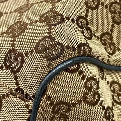 Gucci Handbag GG Pattern Dark Brown Beige Blue Leather — view 6