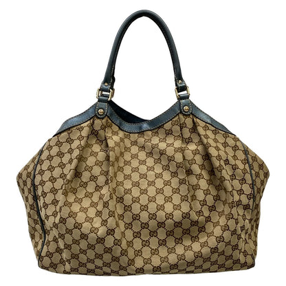 Gucci Handbag GG Pattern Dark Brown Beige Blue Leather — view 3