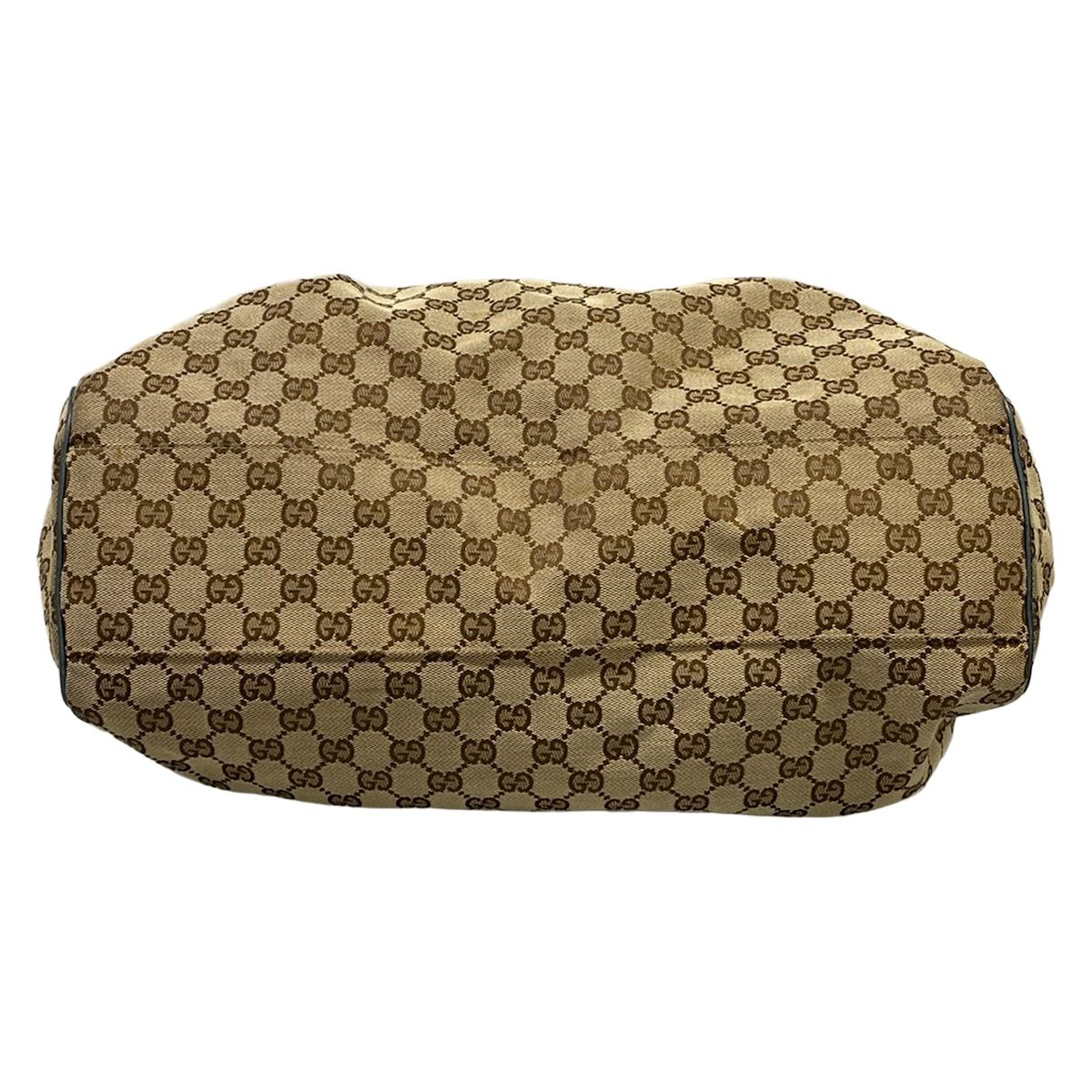 Gucci Handbag GG Pattern Dark Brown Beige Blue Leather — view 5