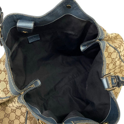 Gucci Handbag GG Pattern Dark Brown Beige Blue Leather — view 7