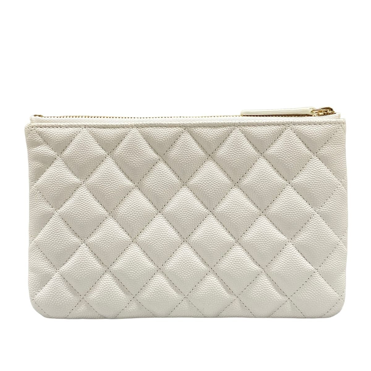 Chanel Pouch Quilted White CC Logo Gold — view 2