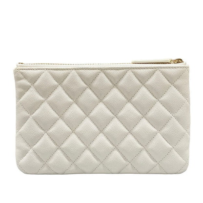 Chanel Pouch Quilted White CC Logo Gold — view 2