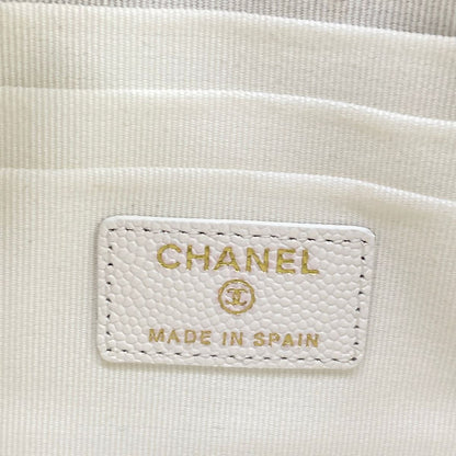 Chanel Pouch Quilted White CC Logo Gold — view 5